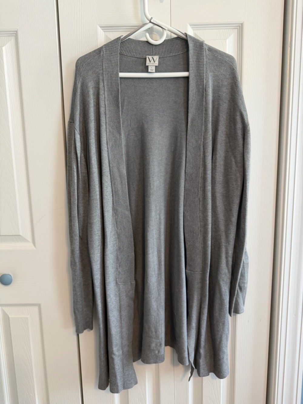 Worthington Light Gray Open-Front Draped Cardigan